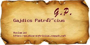 Gajdics Patrícius névjegykártya